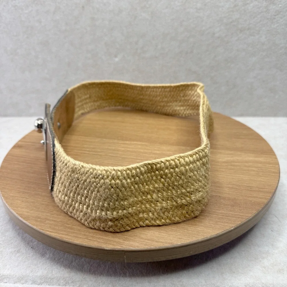 Woven Straw‎ Leather Stretch Waist Belt Women Silver Buckle Accent Boho Chic